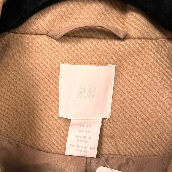 H&M Double-Breasted Knee Length Lined Trench Coat Light Beige Size XS - Picture 6 of 8